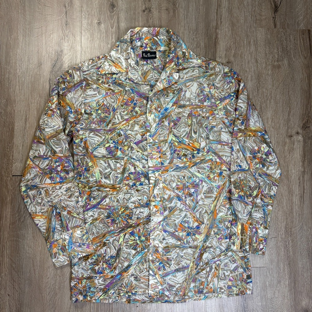 Bud Burma Long Sleeve Button Up Psychedelic Mens Small Paper Thin Kaleidoscope